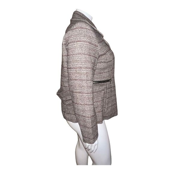 Maralyn Me Juniors Notched-Collar Double-Breasted Peacoat Brown Red Plaid XXL - Picture 5 of 9